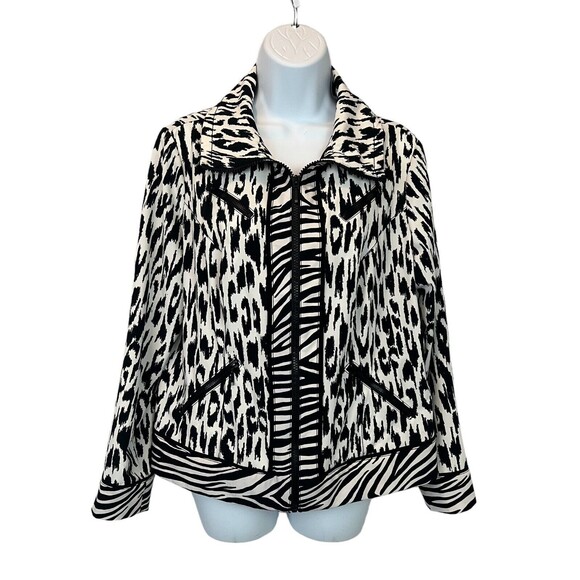 Chico's Zenergy Track Jacket  Women's Size M  Zebra Print Lightweight Activewear - Picture 1 of 7